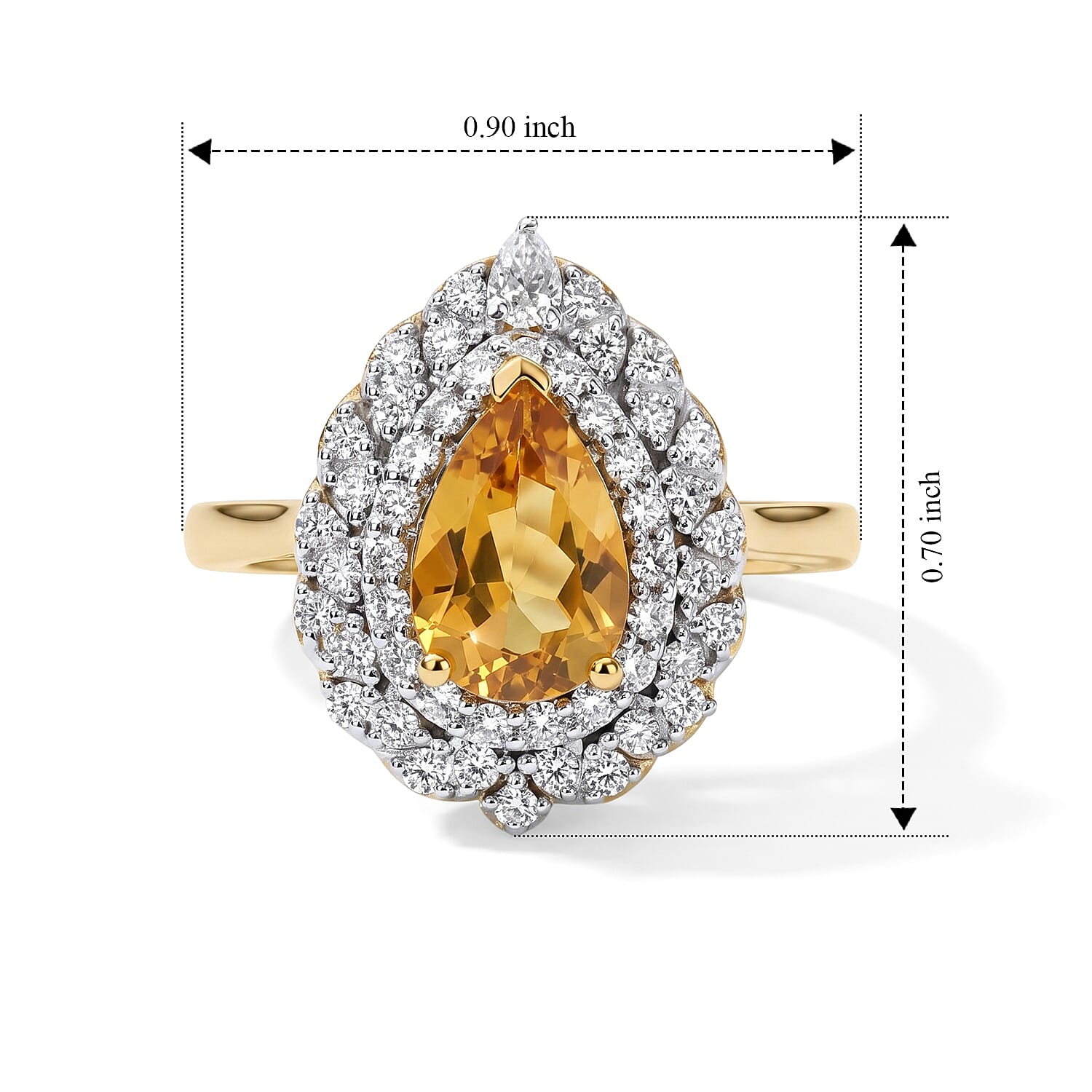 D'Joy Premium Brazilian Heliodor and Moissanite 1.60 ctw Ring in 18K Vermeil Yellow Gold Over Sterling Silver (Size 6.0)