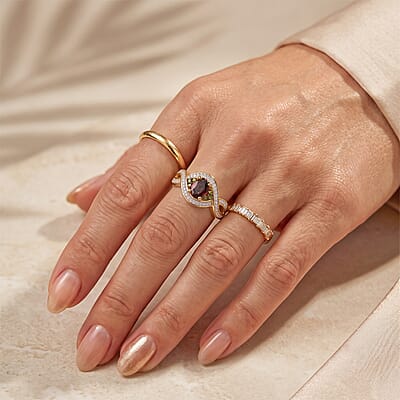D'Joy AAA Red Zircon and Multi Gemstone 1.30 ctw Ring in 18K Vermeil Yellow Gold Over Sterling Silver (Size 5.0)