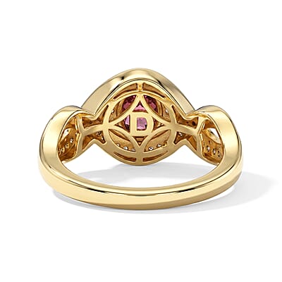 D'Joy AAA Red Zircon and Multi Gemstone 1.30 ctw Ring in 18K Vermeil Yellow Gold Over Sterling Silver (Size 5.0)
