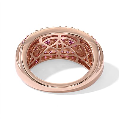 D'Joy AAA Red Zircon and Madagascar Pink Sapphire 3.00 ctw Half Eternity Band Ring in 18K Vermeil Rose Gold Over Sterling Silver (Size 6.0)