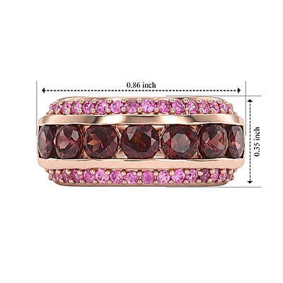 D'Joy AAA Red Zircon and Madagascar Pink Sapphire 3.00 ctw Half Eternity Band Ring in 18K Vermeil Rose Gold Over Sterling Silver (Size 6.0)