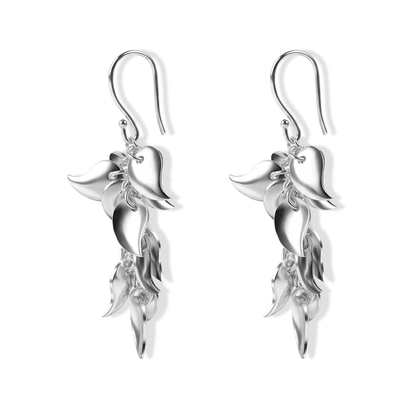Leaf Drop Earrings in Silvertone