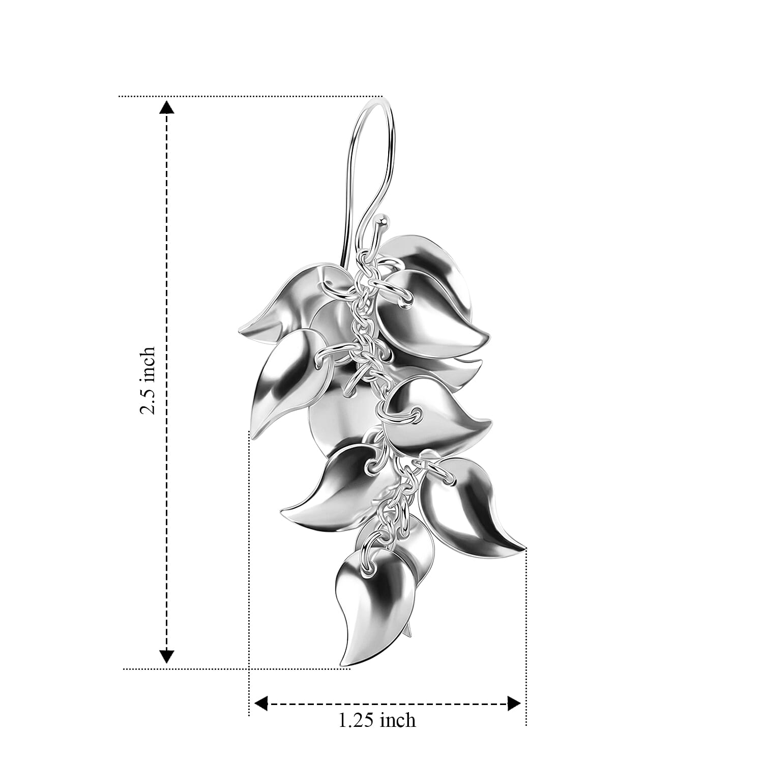 Leaf Drop Earrings in Silvertone