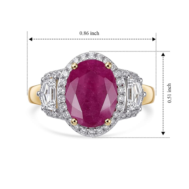 Premium Montepuez Ruby and Luxuriant Lab Grown Diamond (VS) 3.00 ctw Scarlet Shine Ring in 10K Yellow Gold (Size 5.0)