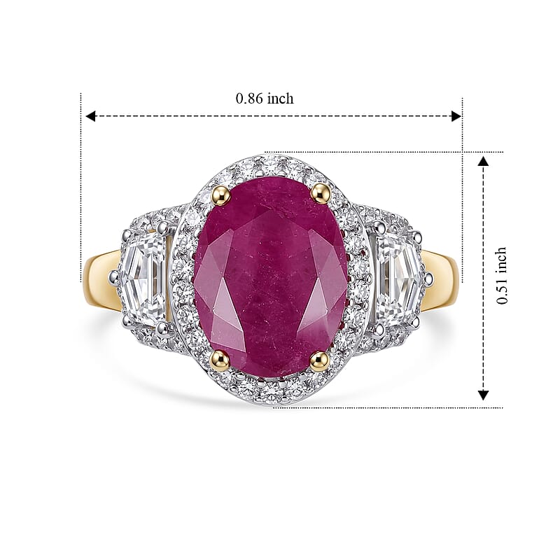 Premium Montepuez Ruby and Luxuriant Lab Grown Diamond (VS) 3.00 ctw Ring in 10K Yellow Gold (Size 7.0)