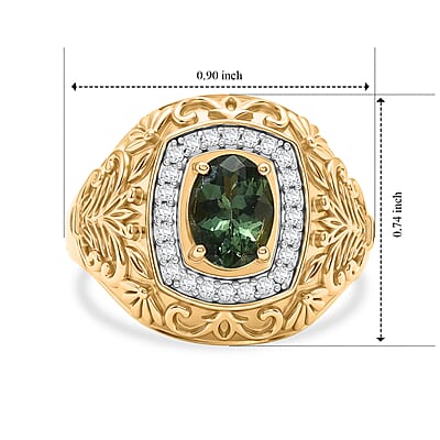 D'Joy Premium Natural Green Apatite and Moissanite 1.35 ctw Nature's Embrace Ring in 18K Vermeil Yellow Gold Over Sterling Silver (Size 6.0)