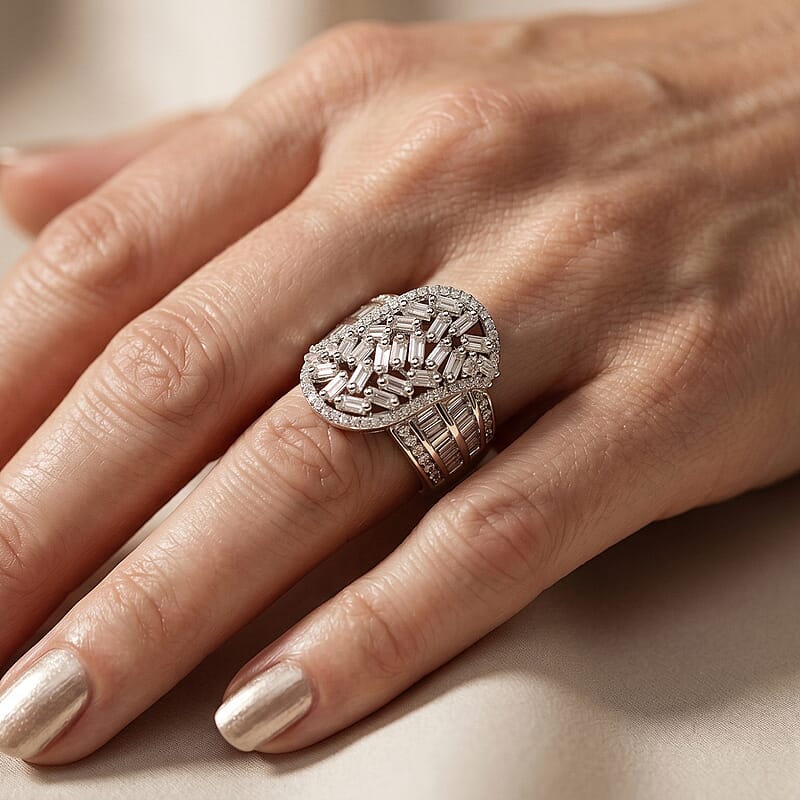 Luxuriant Lab Grown Diamond G-H SI 1.75 ctw Ring in Rhodium Over Sterling Silver (Size 10.0)