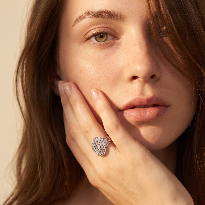 Luxuriant Lab Grown Diamond G-H SI 1.75 ctw Celestial Radiance Ring in Rhodium Over Sterling Silver (Size 6.0)