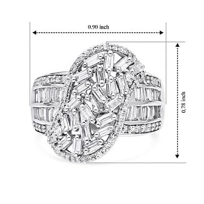 Luxuriant Lab Grown Diamond G-H SI 1.75 ctw Ring in Rhodium Over Sterling Silver (Size 6.0)