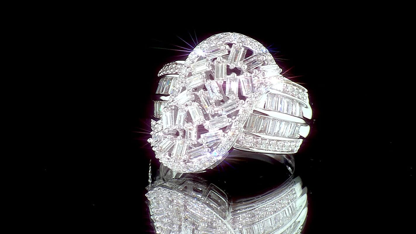 Luxuriant Lab Grown Diamond (G-H, SI) Ring in Rhodium Over Sterling Silver (Size 10.0) 1.75 ctw