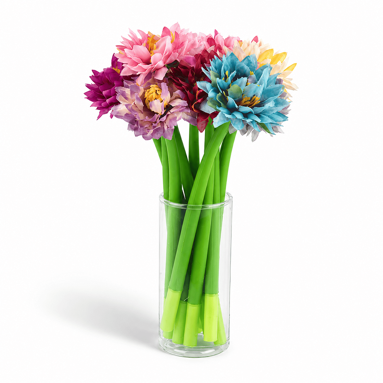 Livmore Multi Color Set of 10 Flower Pen with Black Ink