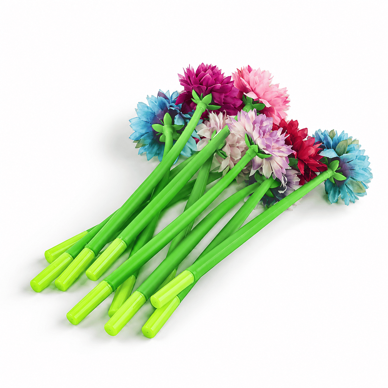 Livmore Multi Color Set of 10 Flower Pen with Black Ink