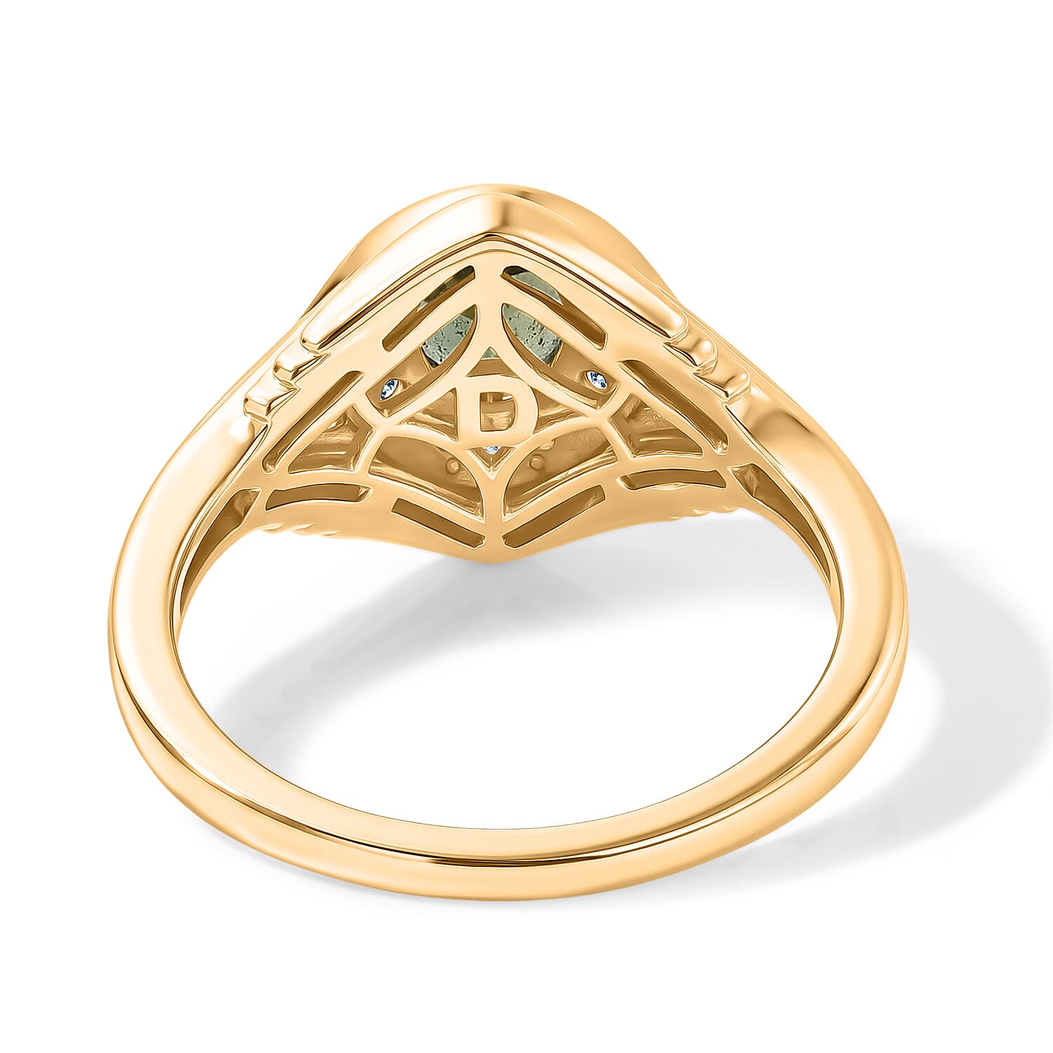 D'Joy Premium Natural Green Apatite and Moissanite 1.00 ctw Nature's Canopy Ring in 18K Vermeil Yellow Gold Over Sterling Silver (Size 5.0)