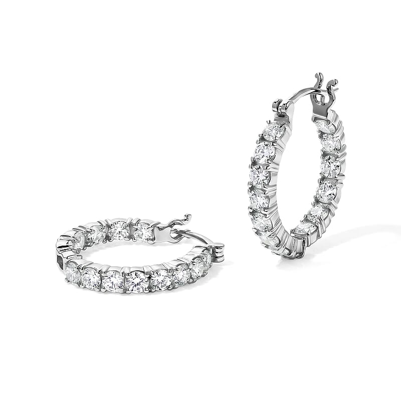 EverTrue Moissanite 2.85 ctw Earrings in Platinum Bond