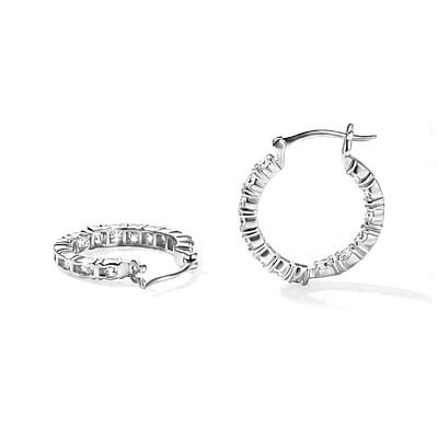 EverTrue Moissanite 2.85 ctw Sparkle Hoop Earrings in Platinum Bond