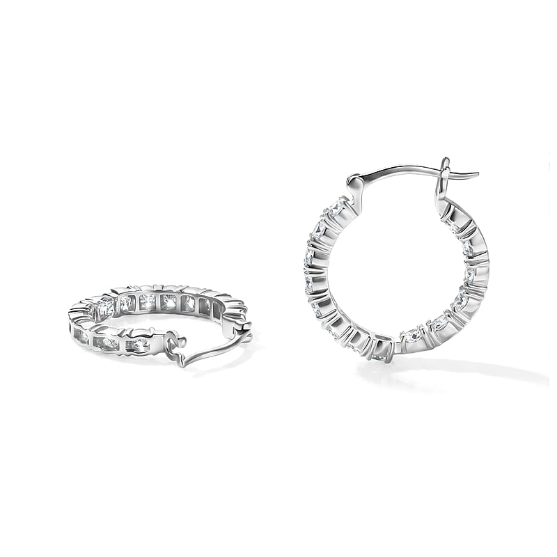 EverTrue Moissanite 2.85 ctw Earrings in Platinum Bond
