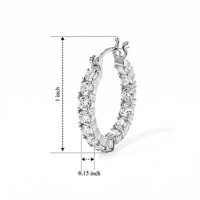 EverTrue Moissanite 2.85 ctw Sparkle Hoop Earrings in Platinum Bond