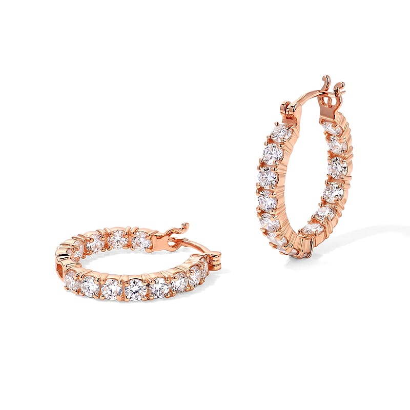 EverTrue Moissanite 2.90 ctw Sparkle Hoop Earrings in 18K RG Plated