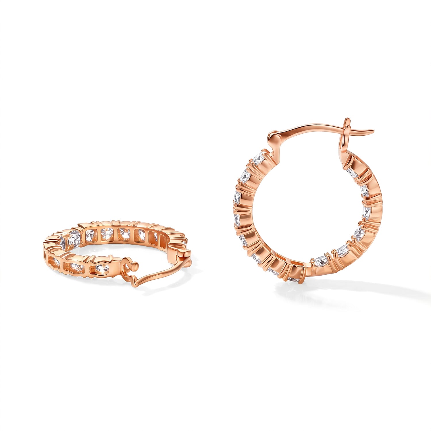 EverTrue Moissanite 2.90 ctw Sparkle Hoop Earrings in 18K RG Plated