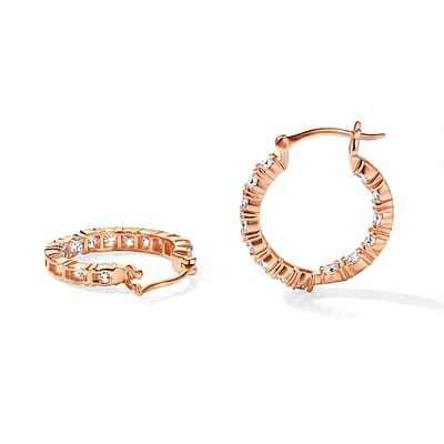 EverTrue Moissanite 2.90 ctw Sparkle Hoop Earrings in 18K RG Plated