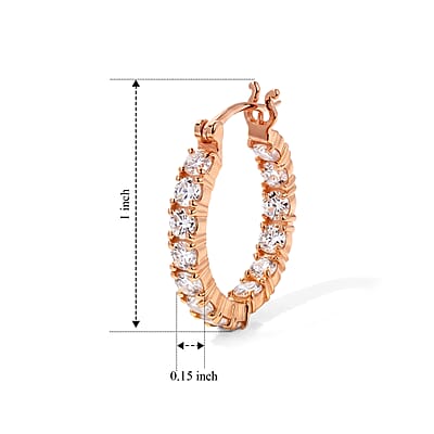 EverTrue Moissanite 2.90 ctw Sparkle Hoop Earrings in 18K RG Plated