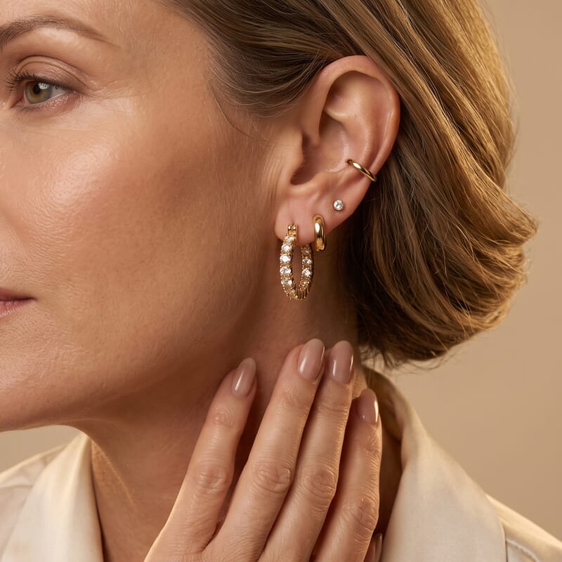 EverTrue Moissanite 2.90 ctw Sparkle Hoop Earrings in 18K YG Plated