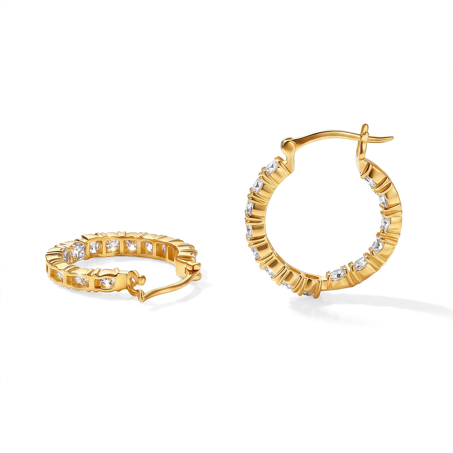EverTrue Moissanite 2.90 ctw Sparkle Hoop Earrings in 18K YG Plated