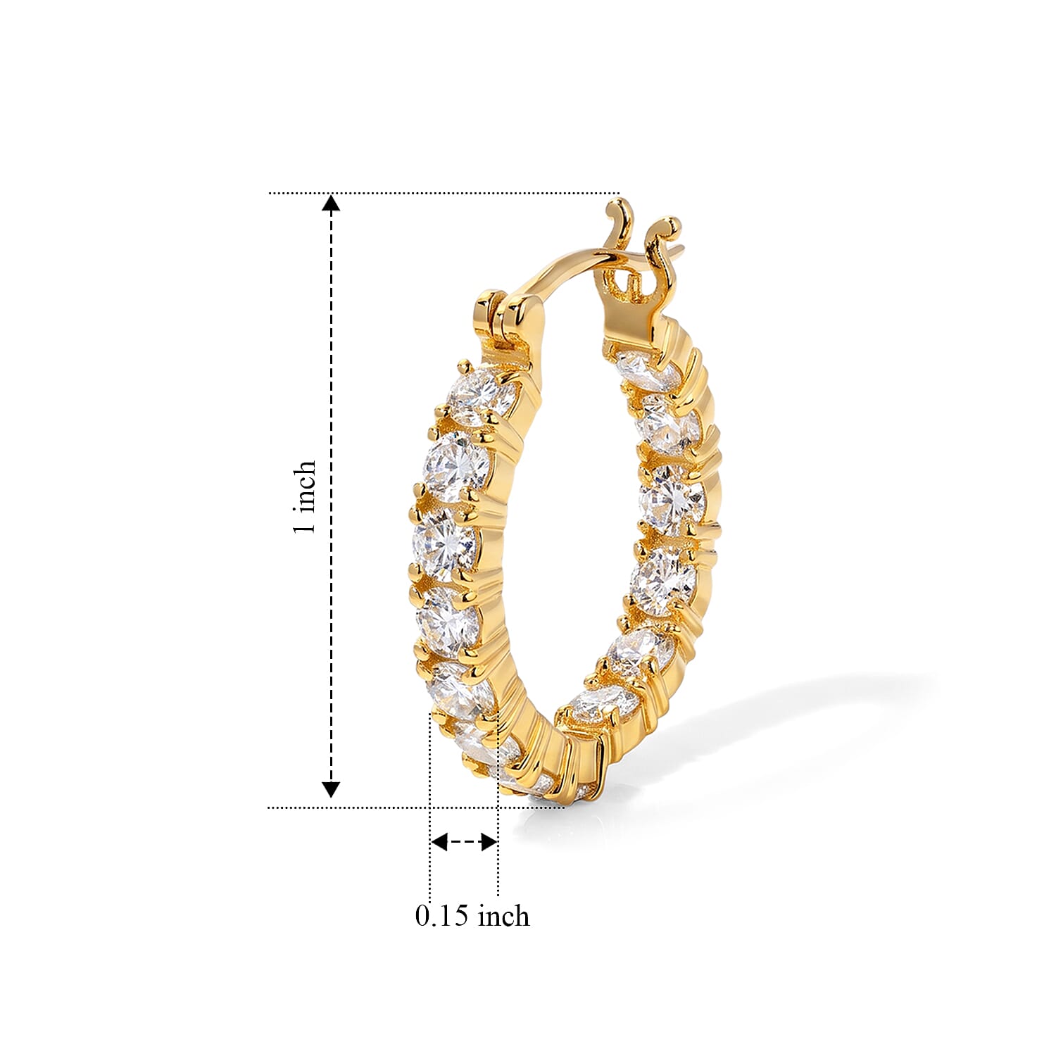 EverTrue Moissanite 2.90 ctw Sparkle Hoop Earrings in 18K YG Plated