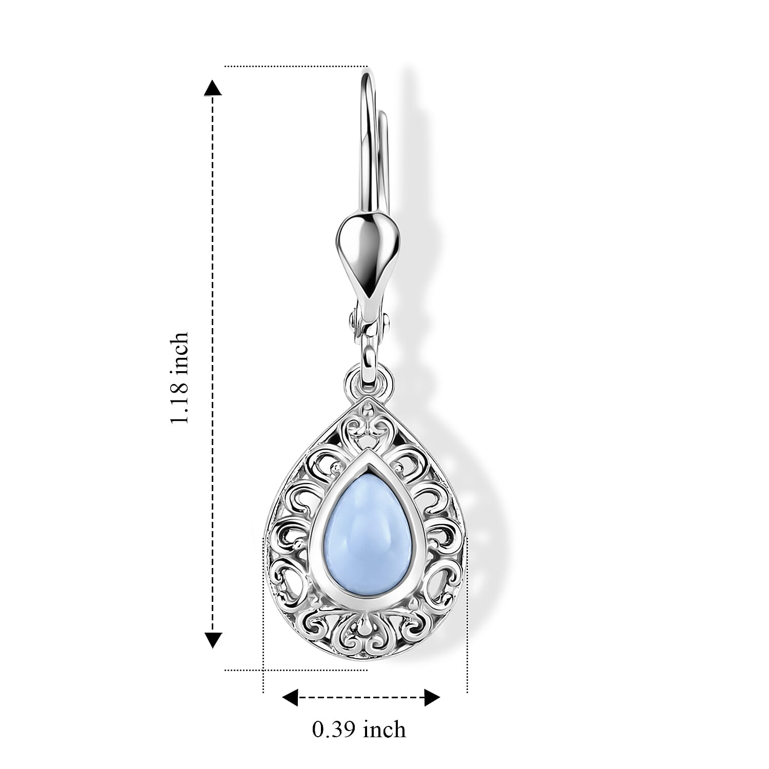 D'Joy Oregon Blue Opal 0.70 ctw Earrings in Rhodium Over Sterling Silver