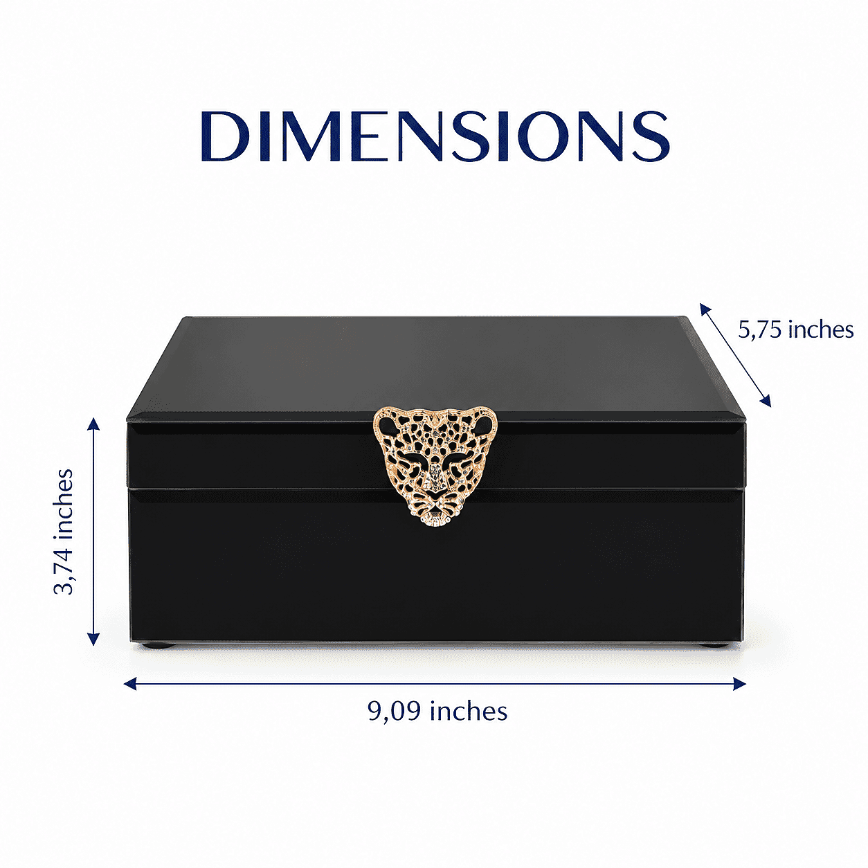 Livmore Black Tiger Pattern 2 Layer Glass Jewelry Box