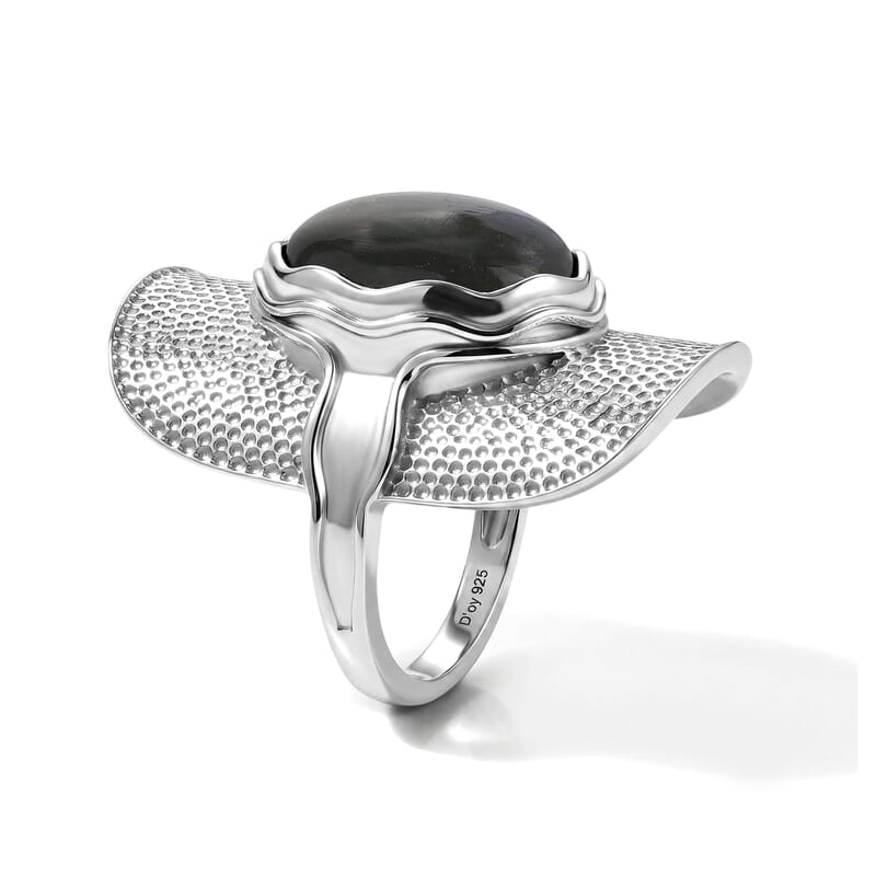 D'Joy Artisan Crafted Passport to Israel AAA Malagasy Labradorite 9.65 ctw Ring in Sterling Silver (Size 6.0)