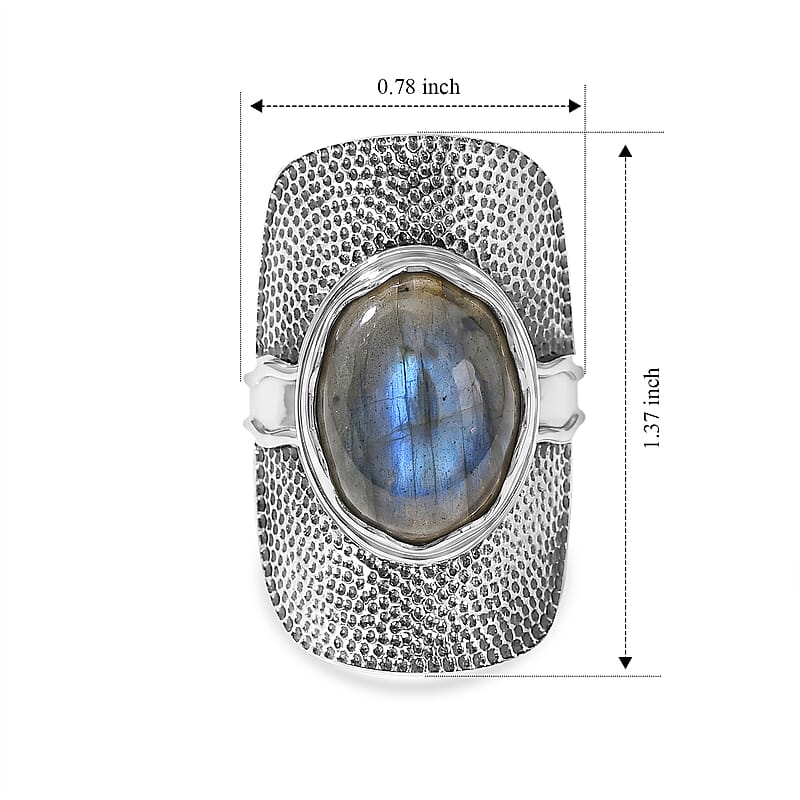 D'Joy Artisan Crafted Passport to Israel AAA Malagasy Labradorite 9.65 ctw Ring in Sterling Silver (Size 7.0)