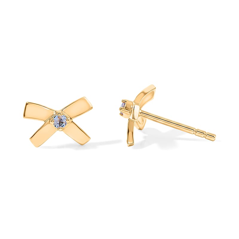Tanzanite 0.10 ctw X Earrings in Goldtone