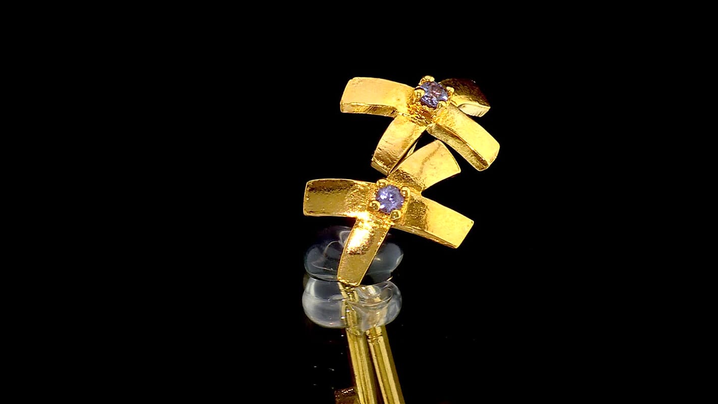 Tanzanite X Earrings in Goldtone 0.10 ctw