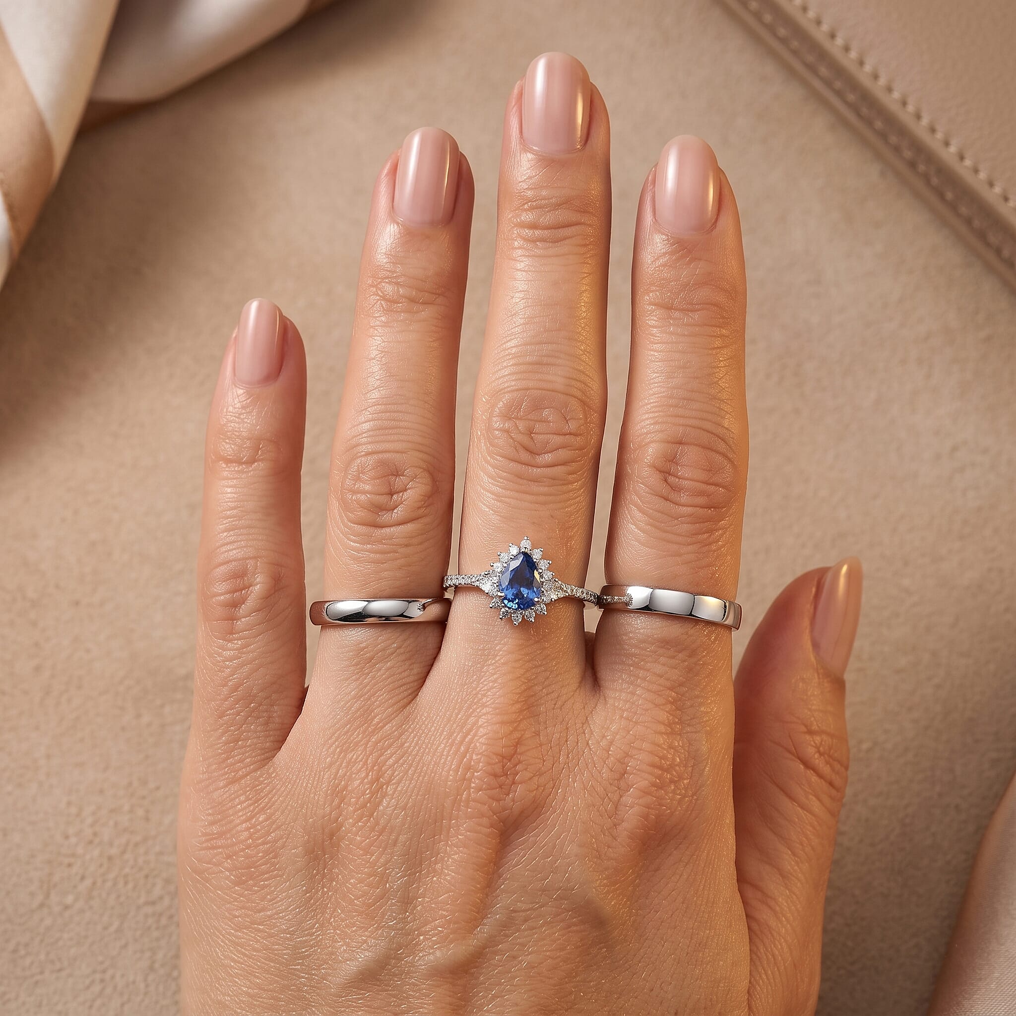 D'Joy Catalina Iolite and White Zircon 0.90 ctw Ring in Rhodium Over Sterling Silver (Size 6.0)