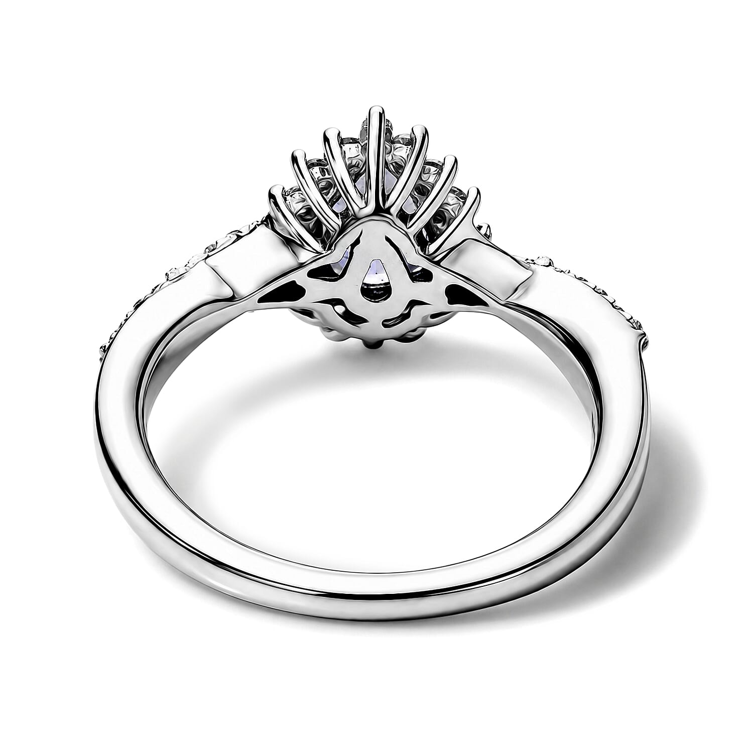 D'Joy Catalina Iolite and White Zircon 0.90 ctw Ring in Rhodium Over Sterling Silver (Size 6.0)