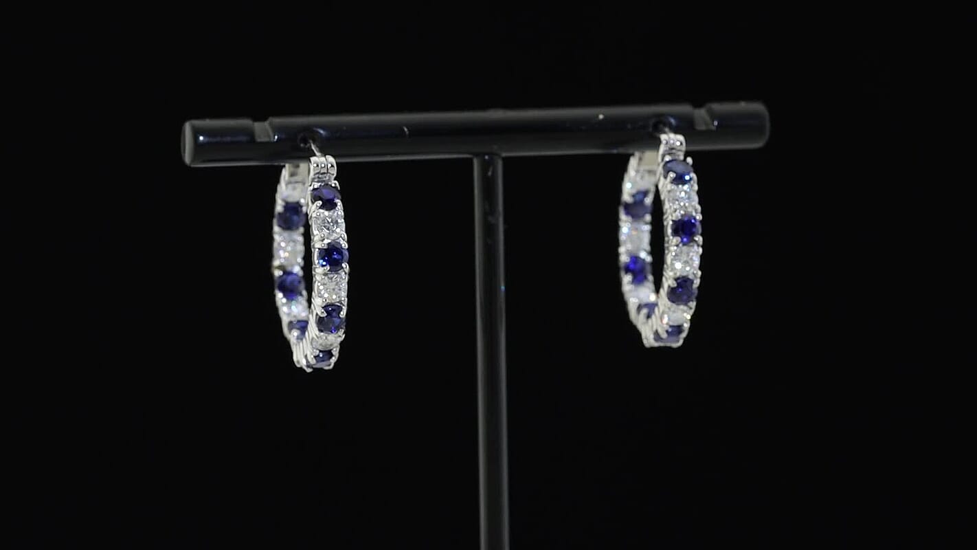 EverTrue Lab Grown Ruby and Moissanite 3.80 ctw Hoop Earrings in Platinum Bond
