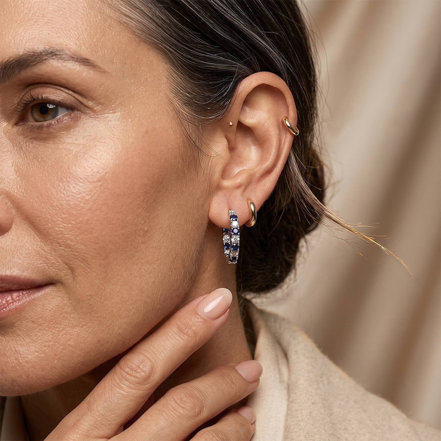 EverTrue Lab Grown Blue Sapphire and Moissanite 3.90 ctw Timeless Symphony Earrings in Platinum Bond