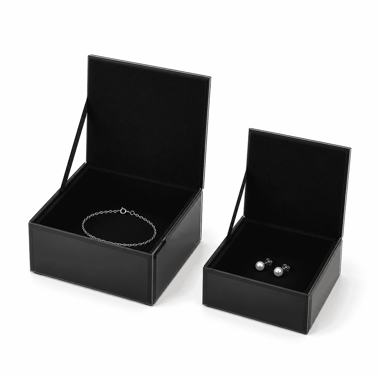 Livmore Set of 2 Black Velvet Jewelry Box