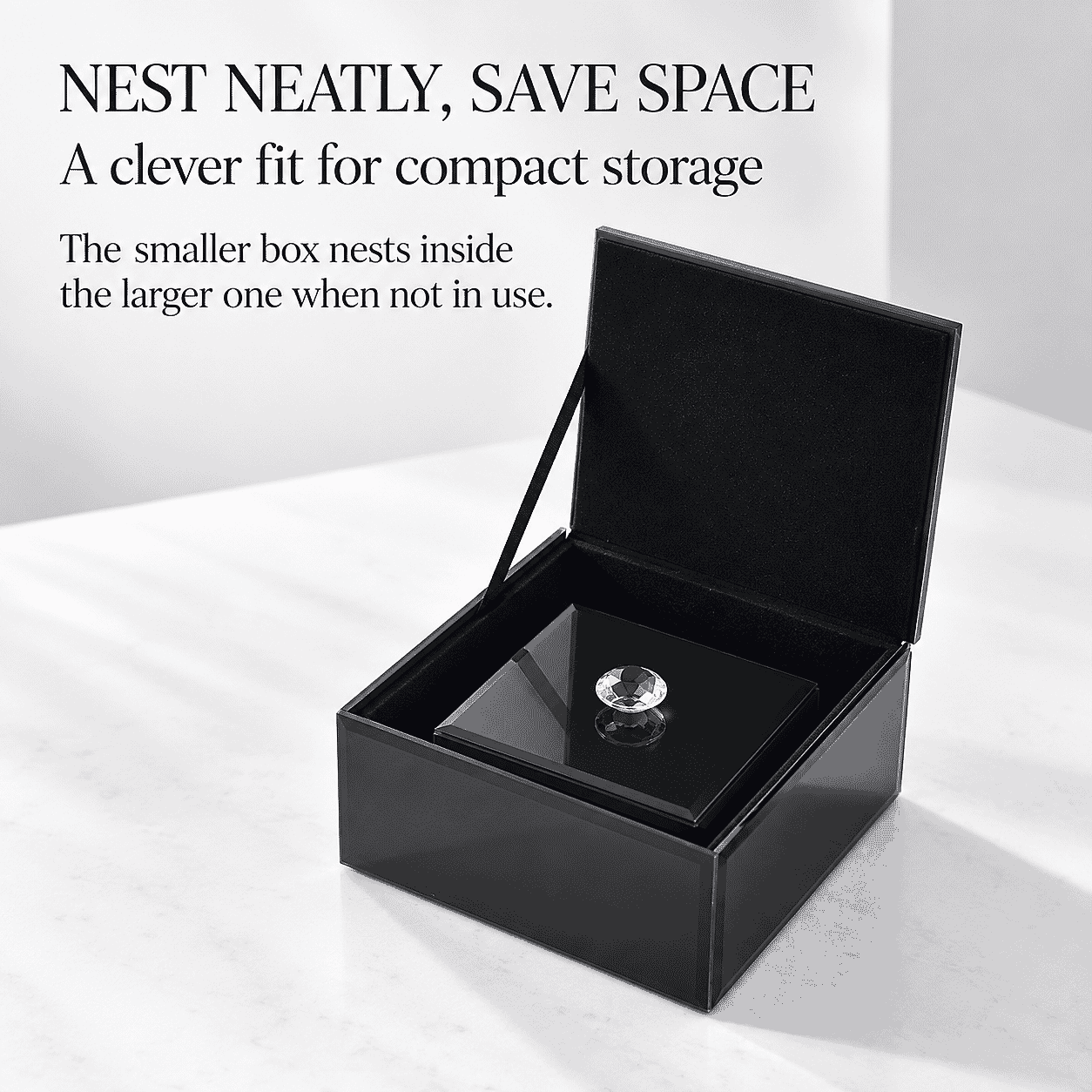 Livmore Set of 2 Black Velvet Jewelry Box