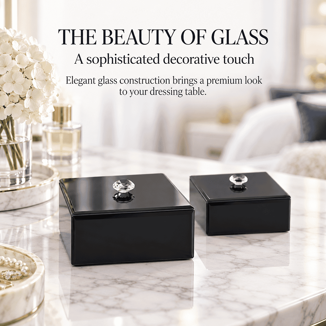 Livmore Set of 2 Black Velvet Jewelry Box
