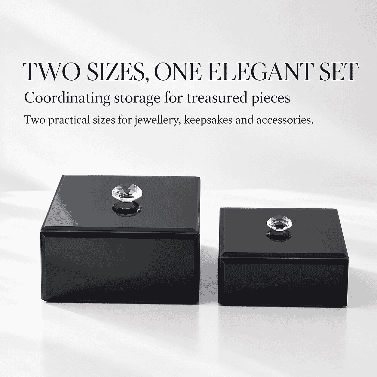 Livmore Set of 2 Black Velvet Jewelry Box