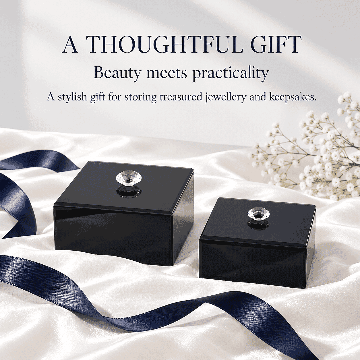 Livmore Set of 2 Black Velvet Jewelry Box
