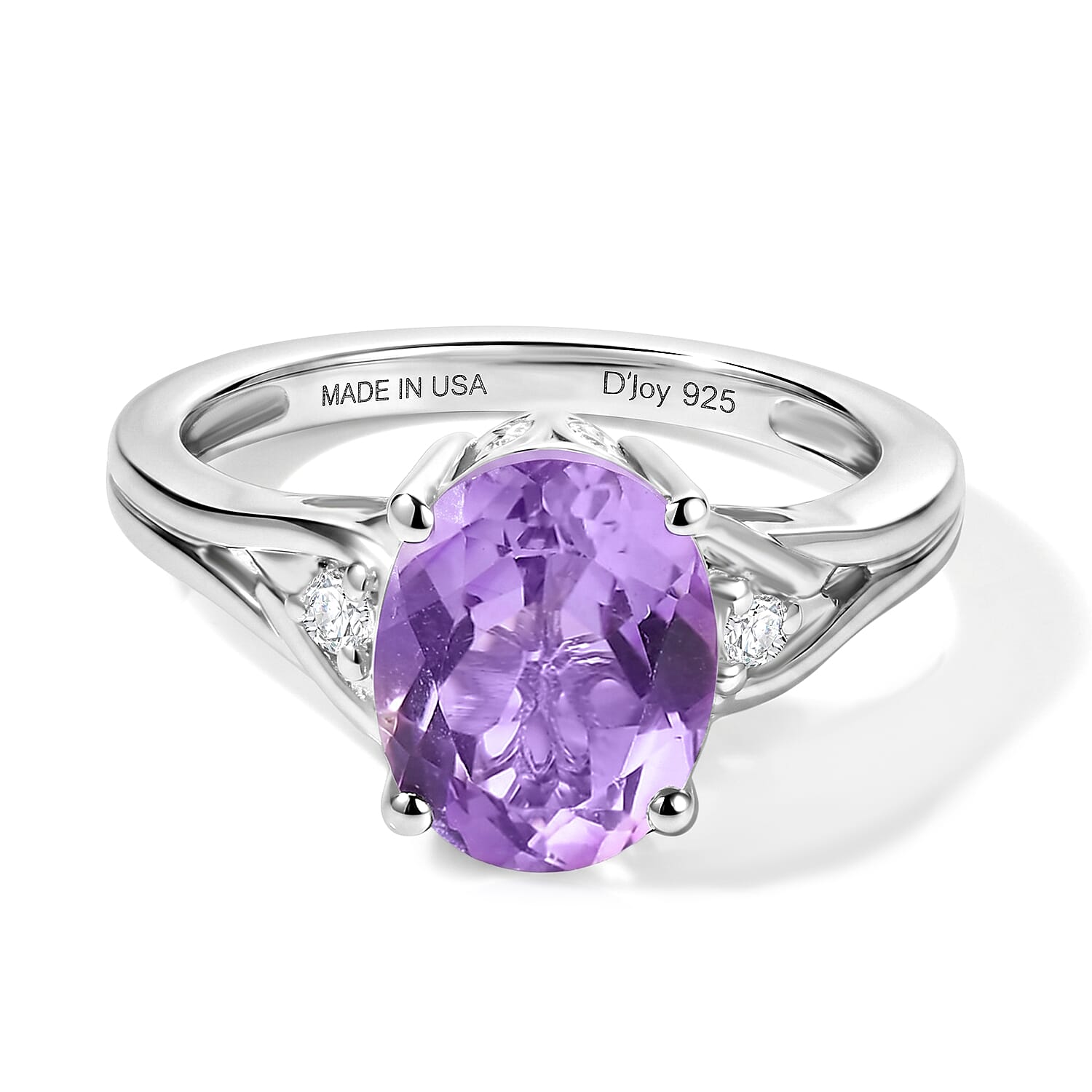 D'Joy Rose De Morocco and White Zircon 2.50 ctw Ring in Rhodium Over Sterling Silver (Size 6.0)