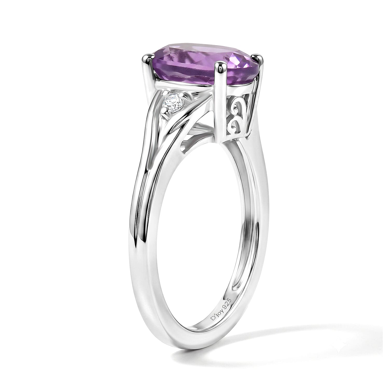 D'Joy Rose De Morocco and White Zircon 2.50 ctw Ring in Rhodium Over Sterling Silver (Size 6.0)