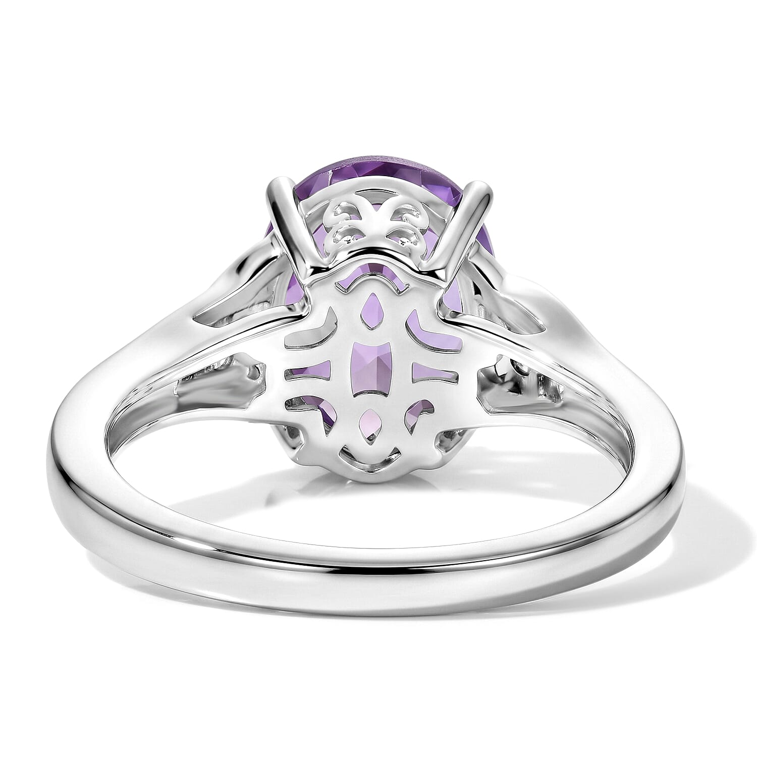D'Joy Rose De Morocco and White Zircon 2.50 ctw Ring in Rhodium Over Sterling Silver (Size 6.0)