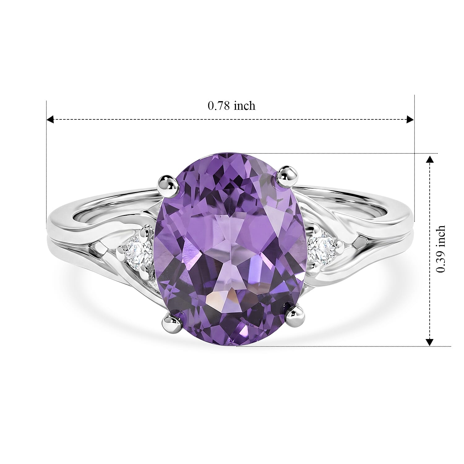 D'Joy Rose De Morocco and White Zircon 2.50 ctw Ring in Rhodium Over Sterling Silver (Size 6.0)