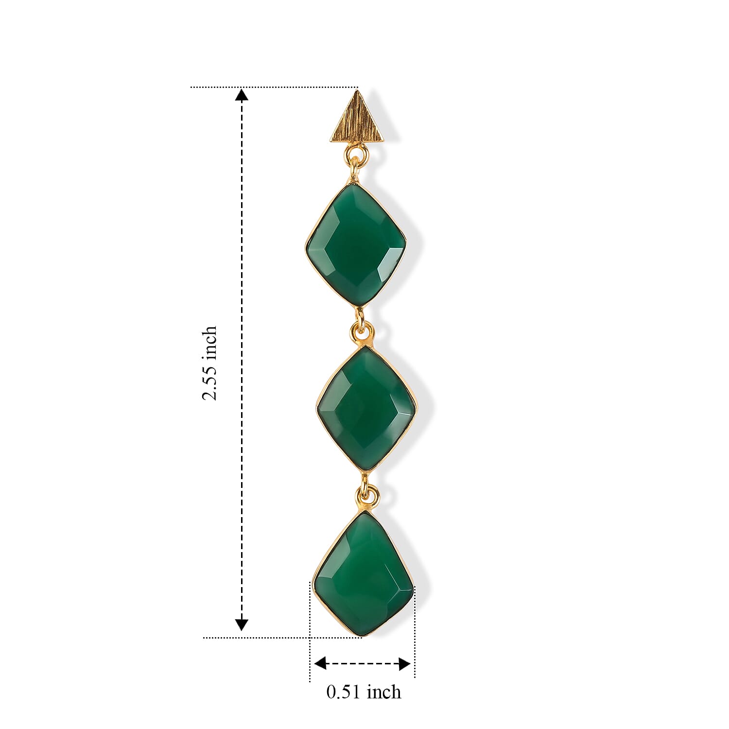 Green Onyx Drop Earrings in Goldtone 27.5ctw