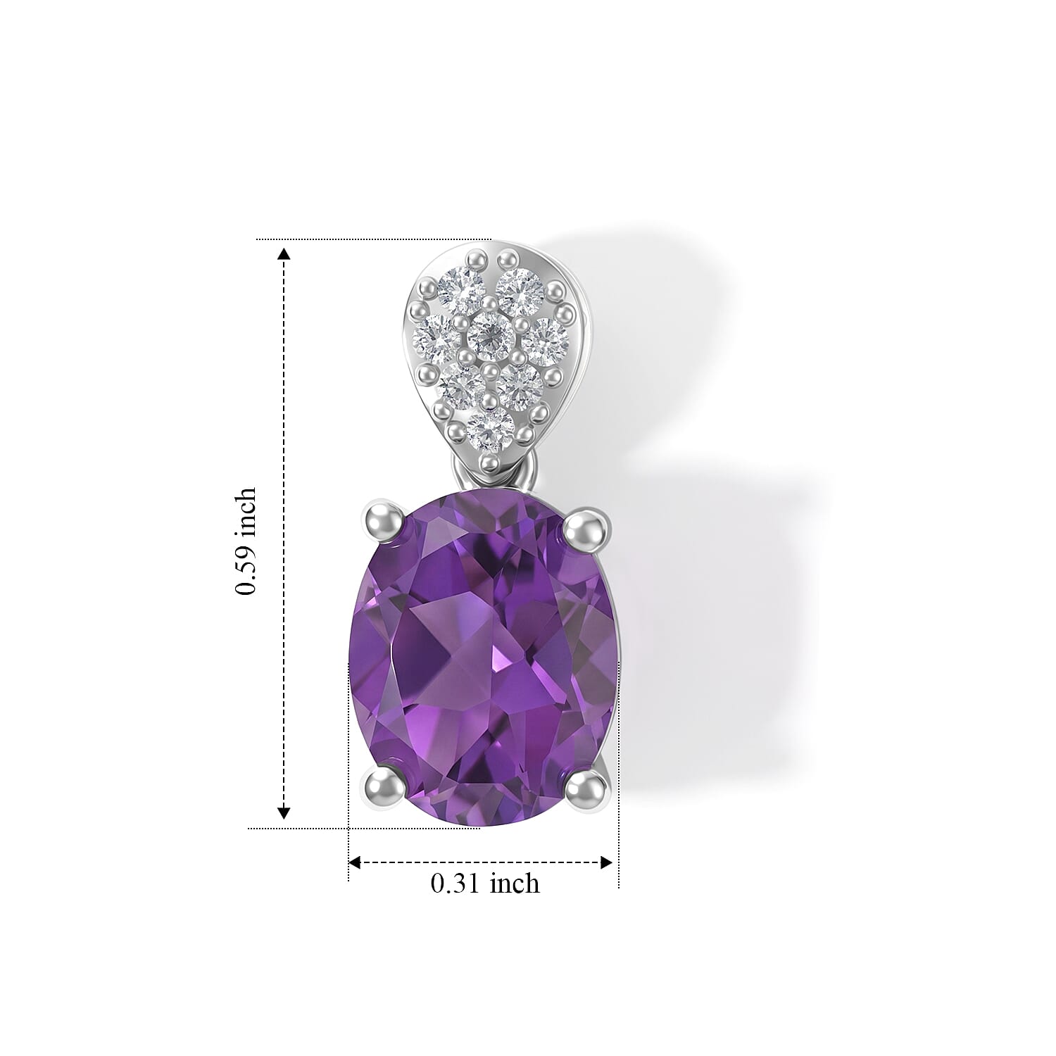 D'Joy Rose De Maroc Amethyst and White Zircon 4.00 ctw Dangling Earrings in Rhodium Over Sterling Silver