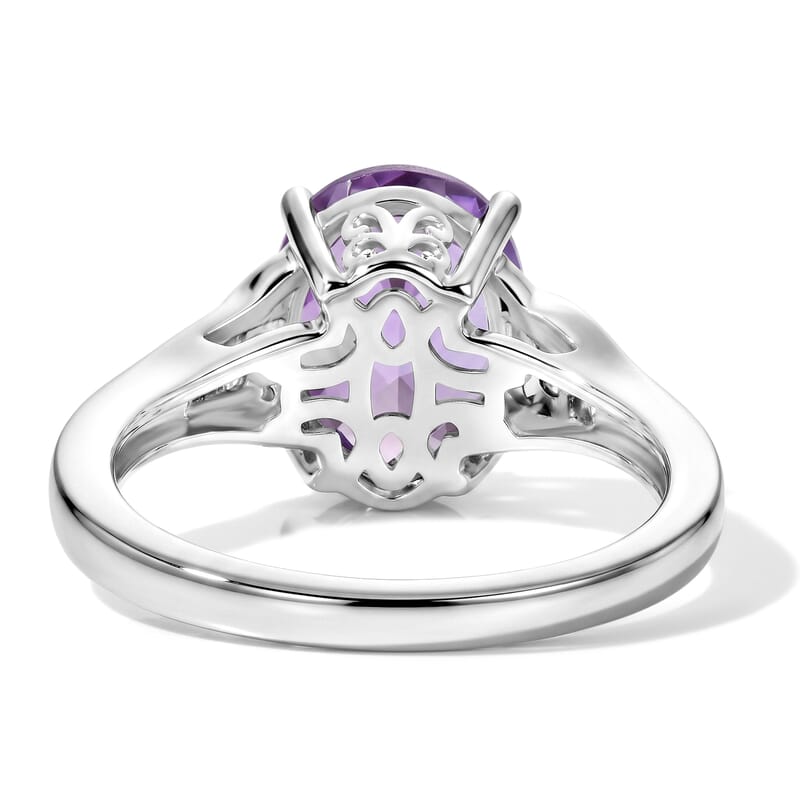 D'Joy Rose De Morocco and White Zircon 2.50 ctw Ring in Rhodium Over Sterling Silver (Size 9.0)